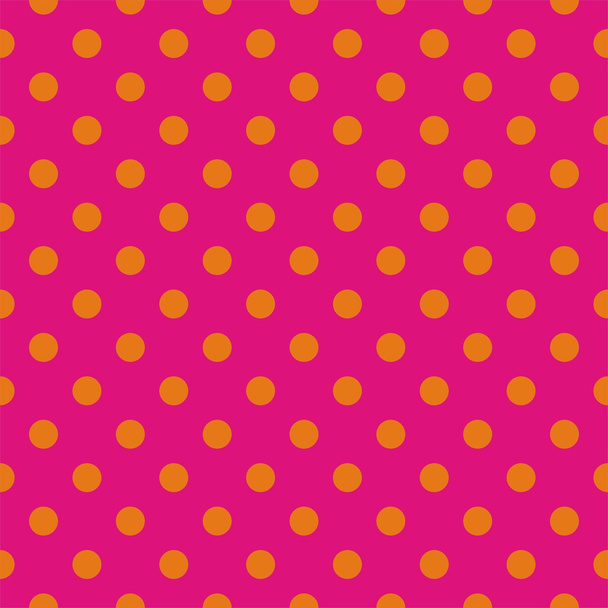 Narancssárga pontok, neon rózsaszín háttér pop art folytonos vector minta - Vektor, kép