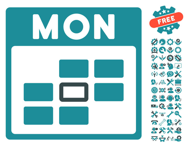 Monday Calendar Grid Vector Icon With Bonus - Wektor, obraz