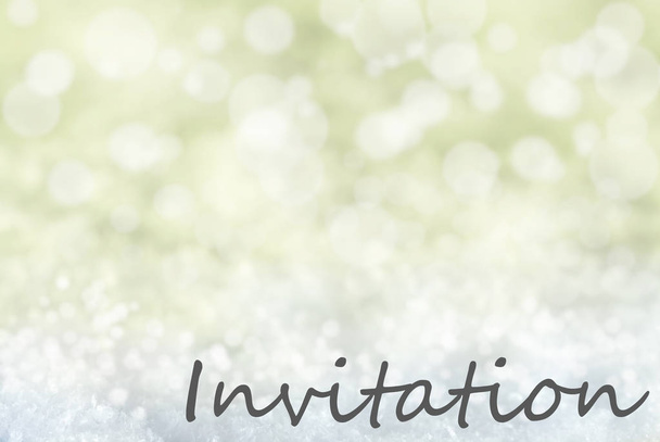 Golden Bokeh Christmas Background, Snow, Text Invitation - Foto, afbeelding