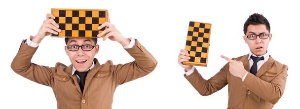 Vtipný šachista izolovaný na bílém - Fotografie, Obrázek