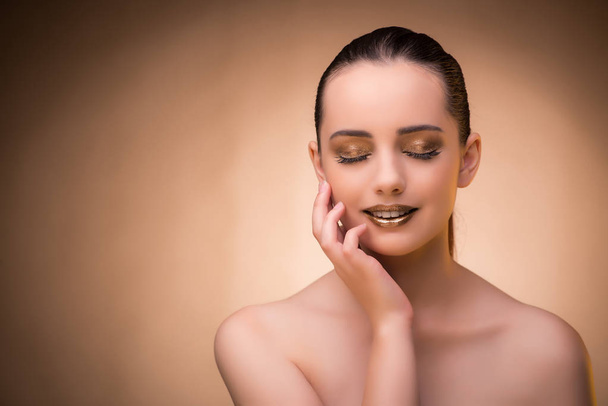 Woman with beautiful make-up against background - Fotografie, Obrázek