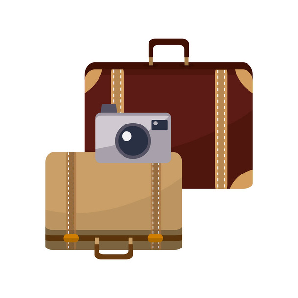 Изолированная сумка и камера дизайна путешествия
 - Вектор,изображение