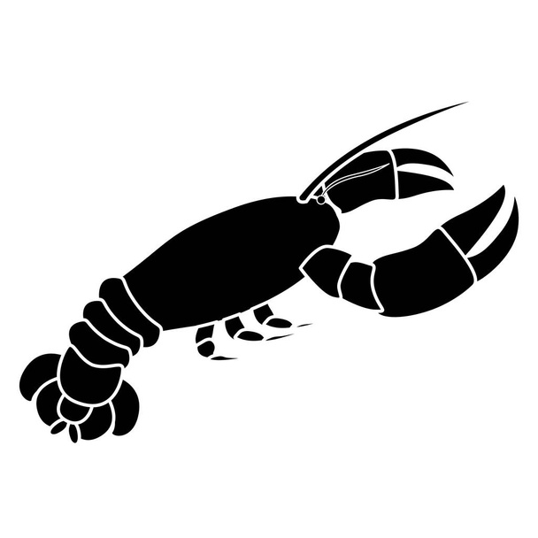 silhouette monochrome avec vue diagonale homard
 - Vecteur, image