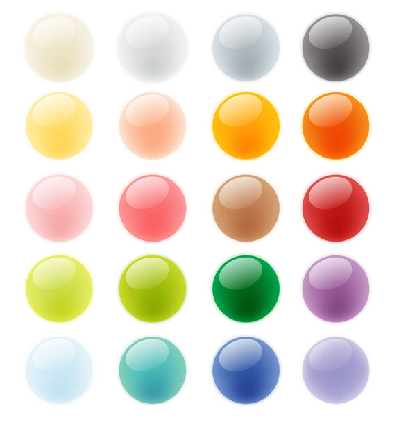 Collection set of glossy colorful button element, glass sphere t - Vektor, Bild