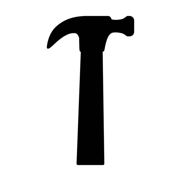 černé kladivo ikona izolovaných na bílém pozadí - Vektor, obrázek