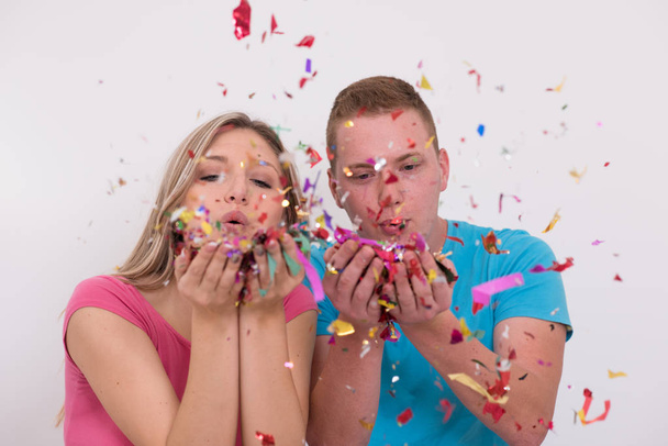 confetti party happy young people - Foto, Bild