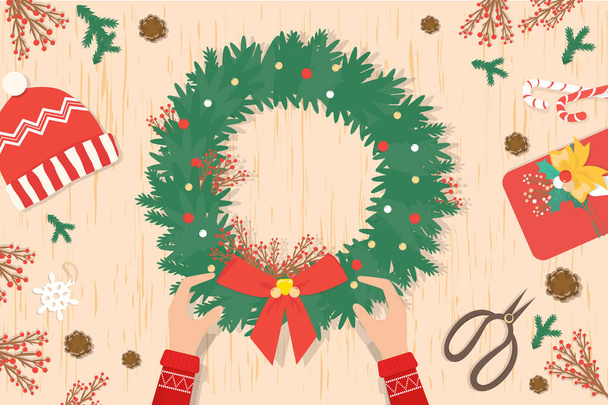 Preparing for Christmas card and Christmas decorations - Vector, Image