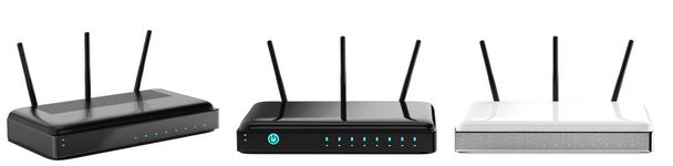 tres routers aislados en blanco
 - Foto, imagen