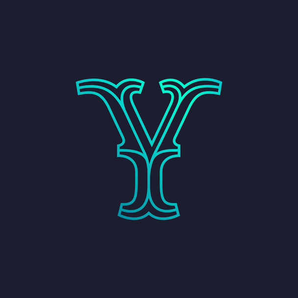 Y 文字ロゴ。モノラル ライン スラブ セリフのレトロなタイプ. - ベクター画像