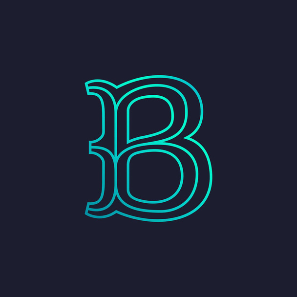 Logo de letra B. Mono línea losa serif tipo retro
. - Vector, imagen