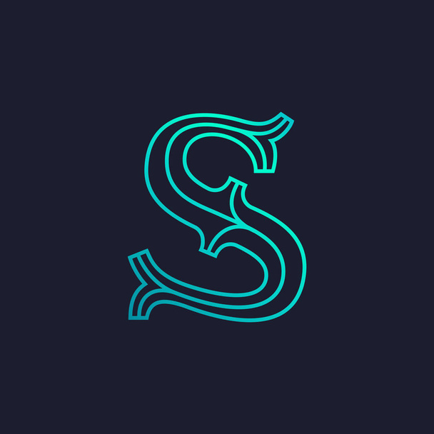Logo litery S. Mono-line typu retro serif płyty. - Wektor, obraz