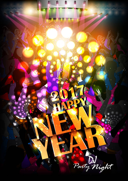 Šťastný nový rok 2017 večírek oslava plakát - Vektor, obrázek