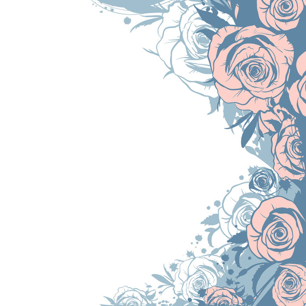 template modern pink roses - Vector, Image