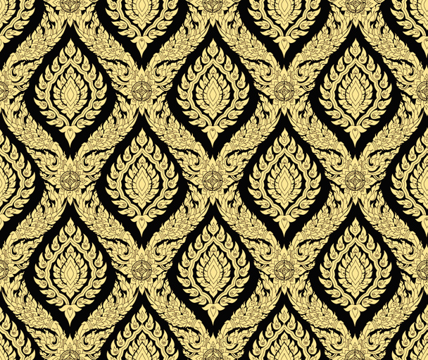 goldene und schwarze Thai Art Tapeten - Foto, Bild