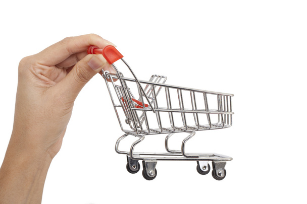 isolated: Shopping cart on hand - Foto, Imagen