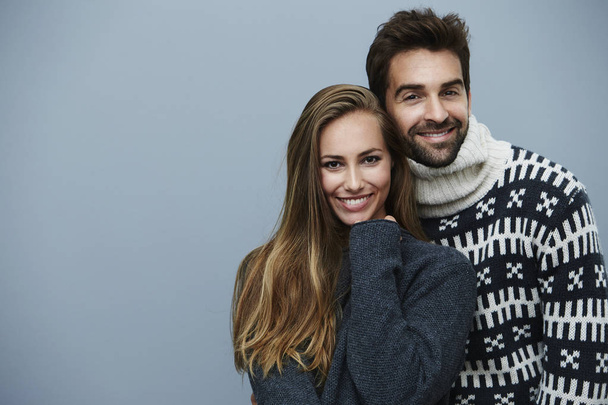 Loving couple in knitwear - Zdjęcie, obraz