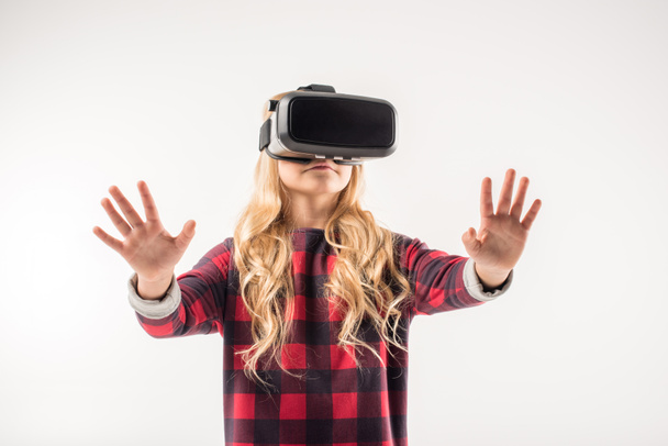 Kid in virtual reality headset  - Photo, image
