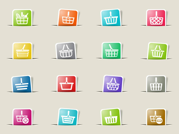 shopping basket icon set - Vektor, Bild
