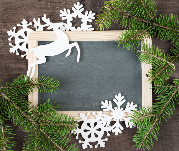 Chalkboard with Christmas decorations - Φωτογραφία, εικόνα