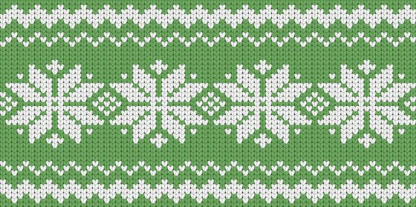 Knitted green seamless  scandinavian Christmas pattern - Vector, Image