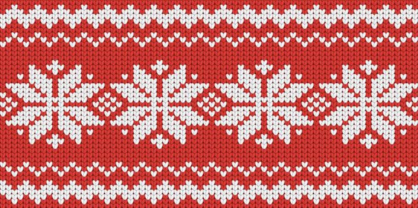 Gebreide rode naadloze Scandinavische Kerst patroon - Vector, afbeelding