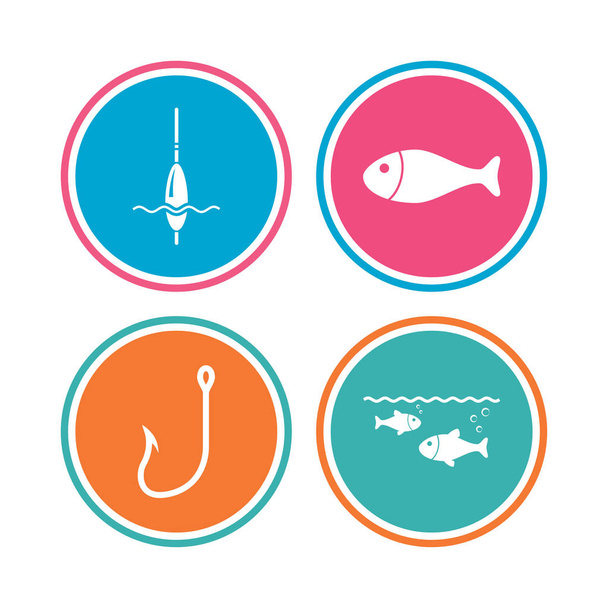 Fishing icons set - Wektor, obraz