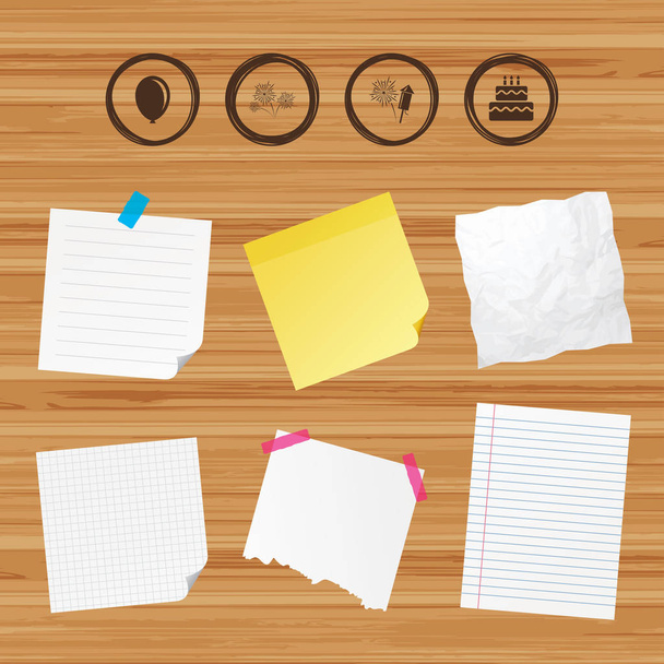 Sticky papers and icons set - Vector, imagen