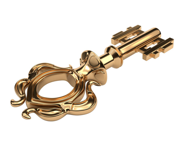 Starožitný Zlatý klíč izolovaných na bílém pozadí. Vektor Rozmr - Fotografie, Obrázek