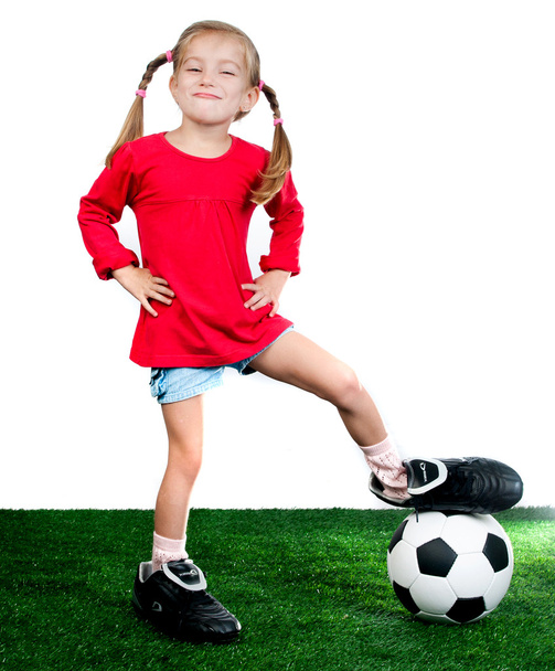 Girl with soccer ball - Foto, Imagen