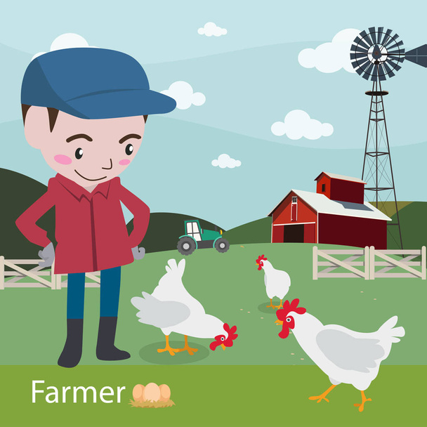 Agriculteurs au travail vecteur d'illustration de l'agriculture
 - Vecteur, image