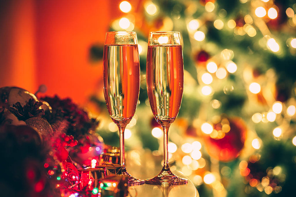 Close up of two glasses of champagne - 写真・画像