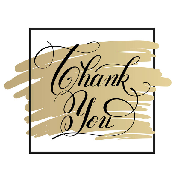 black white and gold modern calligraphy thank you handwritten le - Vector, Imagen