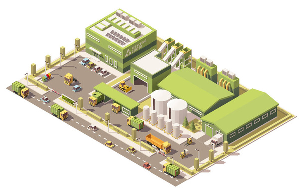 Vector isometric low poly garbage recycling center - Vector, Image