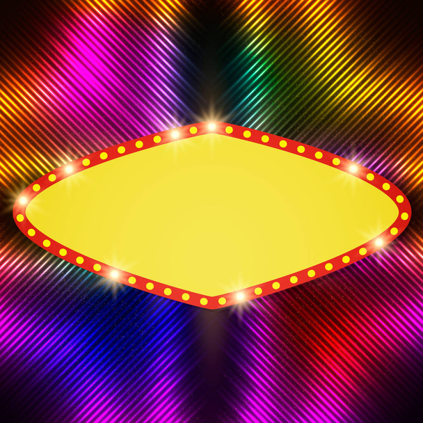 Сияющий фон со световым баннером ретро-казино
 - Вектор,изображение