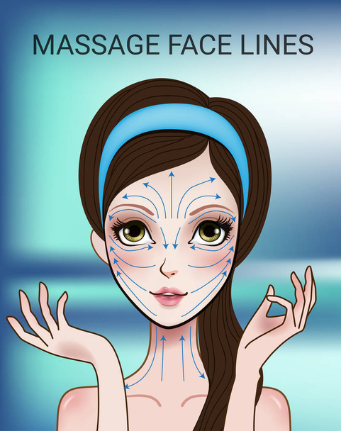 Vectorillustratie met gezicht massage lijnen - Vector, afbeelding