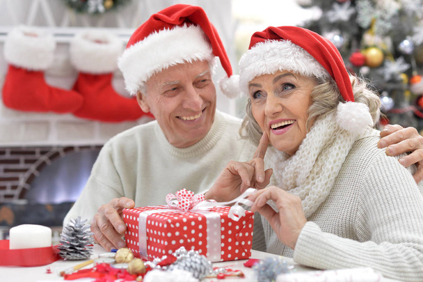 Senior couple celebrating Christmas - Valokuva, kuva
