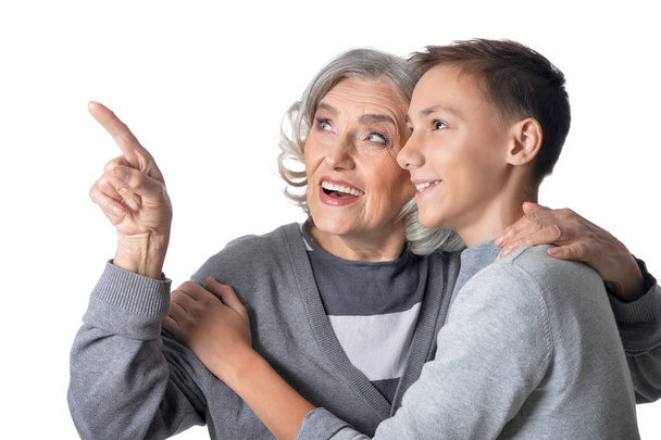 Grandmother showing something to grandson - Foto, afbeelding