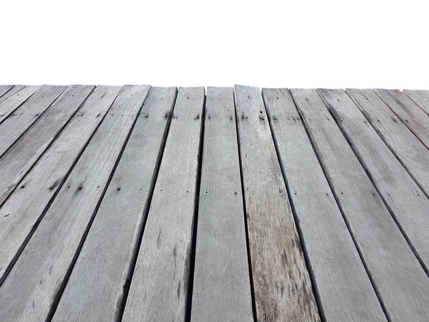 παλιά vintage planked τραπέζι από ξύλο σε μια προοπτική που απομονώνονται σε λευκό  - Φωτογραφία, εικόνα