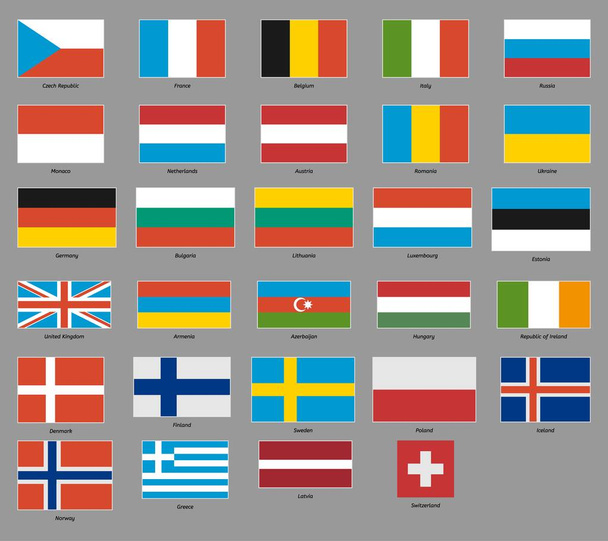 banderas de 29 Estados europeos
 - Vector, Imagen