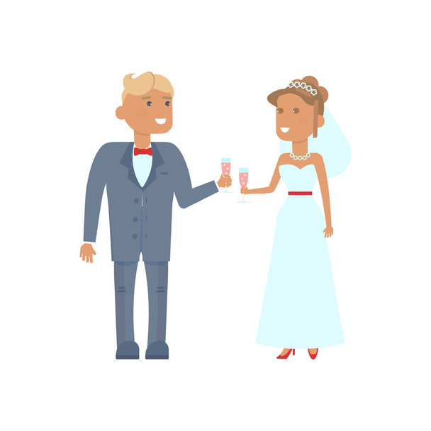 Свадебные персонажи в очках
 - Вектор,изображение