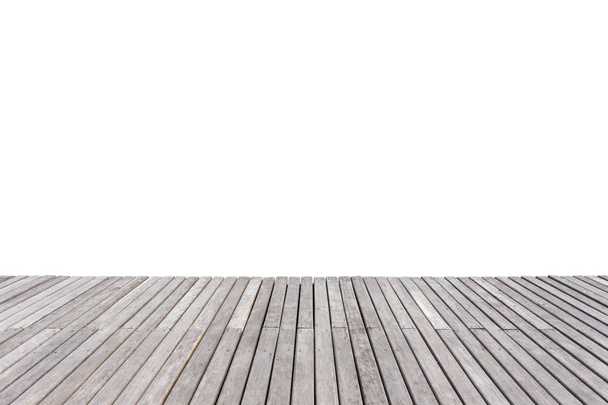 Old exterior wooden decking or flooring isolated on white. Saved - Фото, изображение