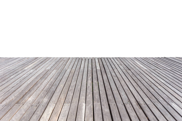 Old exterior wooden decking or flooring isolated on white. Saved - Φωτογραφία, εικόνα