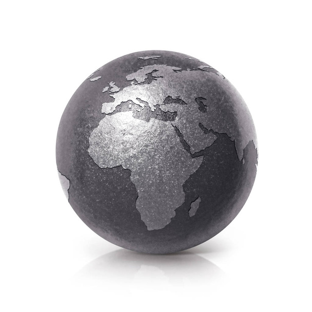Чорний залізний глобус 3D ілюстрація Європа і Африка карта
 - Фото, зображення