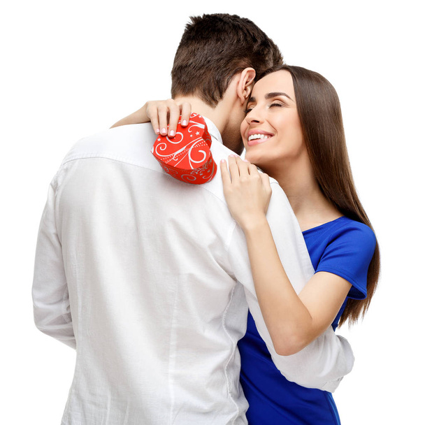 Happy young couple with Valentines Day present - Foto, Imagem