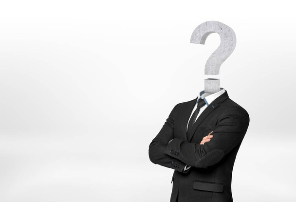Businessman with question mark instead of head. - Фото, изображение
