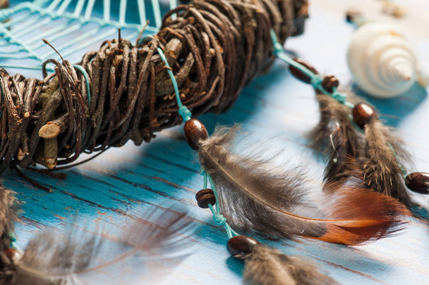 Dream catcher with feathers - Фото, изображение