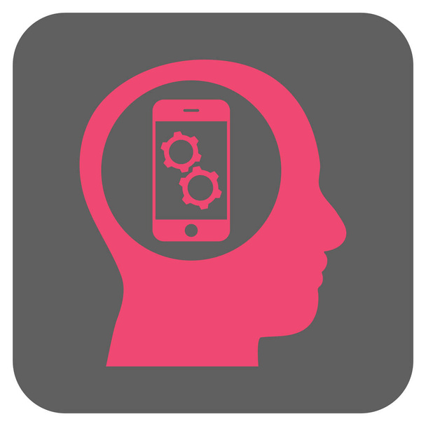 Smartphone Mind Control Rounded Square Vector Icon - Вектор,изображение