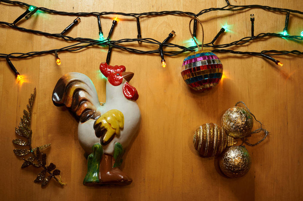 Vánoční sady s světla a dekorace - Fotografie, Obrázek