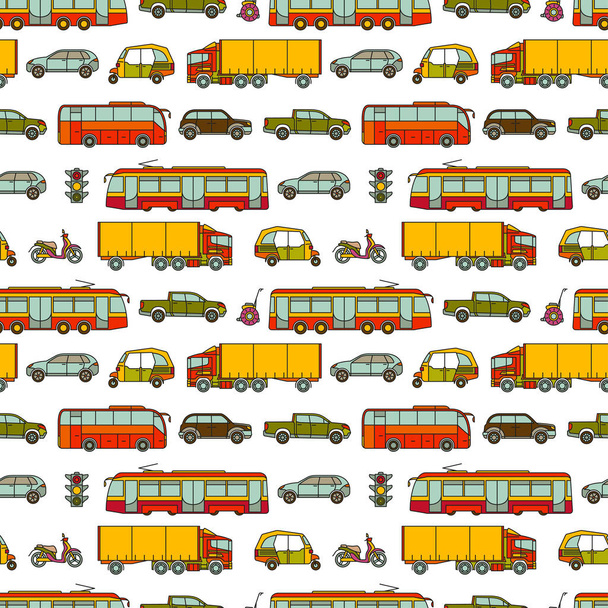 Közlekedési varrat nélküli mintát a különböző járművek. Vektoros illusztráció. - Vektor, kép