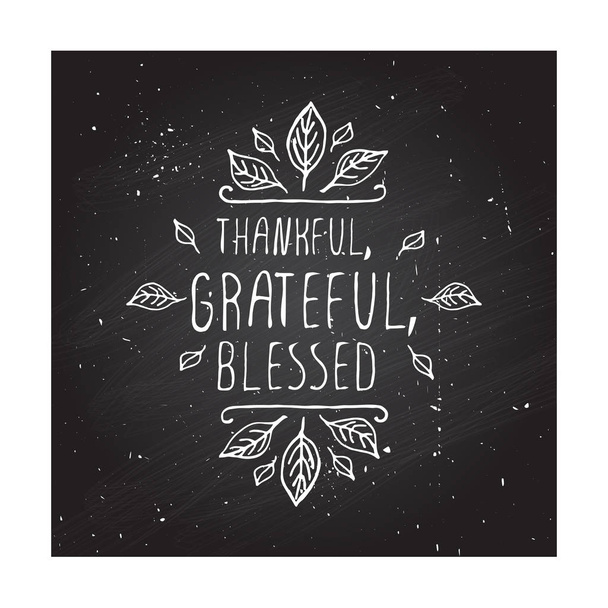 Ημέρα των Ευχαριστιών ετικέτα με κείμενο σε πίνακα κιμωλίας φόντο - Διάνυσμα, εικόνα